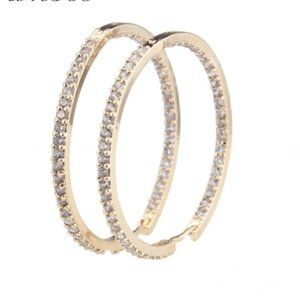 Zara Round cut Double inlay Eternity Gold Hoop Earrings